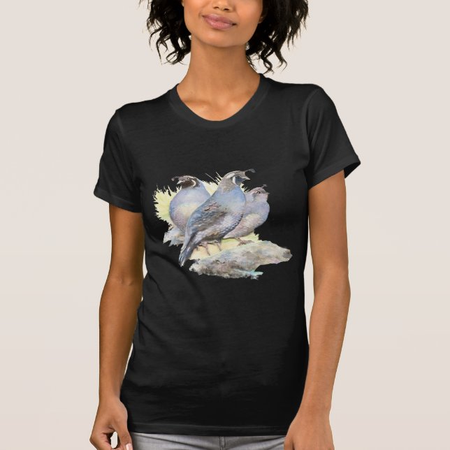 T-shirt Aquarelle originale California Quail Bird (Devant)