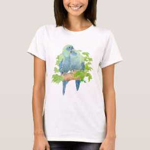 T-shirt Aquarelle originale Cute Cuddt Parrots Bleus
