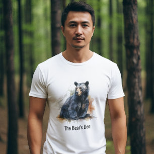 T-shirt Aquarelle Ours Noir Ours Bois Art