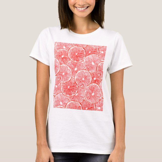 T-shirt Aquarelle pamplemousse motif (Devant)