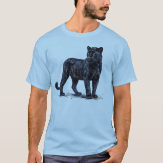 T-shirt aquarelle panthère noire