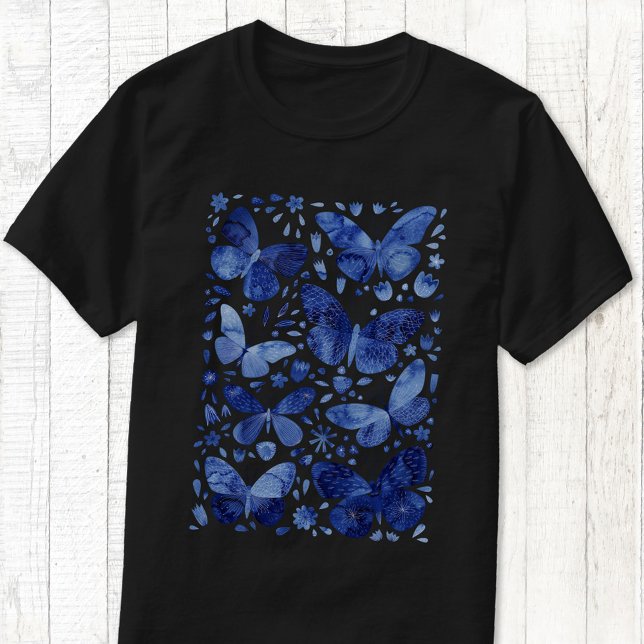 T-shirt Aquarelle papillon bleu (Blue butterfly t-shirt)