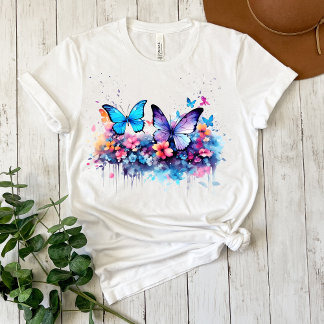 T-shirt aquarelle papillon désordonné