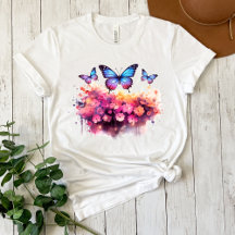 T-shirt aquarelle papillon désordonné