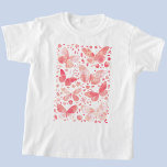 T-shirt Aquarelle papillon rose<br><div class="desc">Peinture de papillon corail rose et blanc aquarelle. Art original de Nic Squirrell.</div>