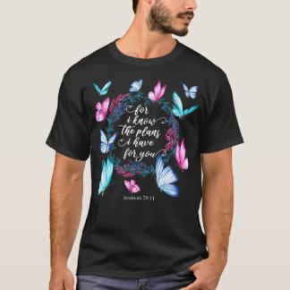 T-shirt Aquarelle Papillons Bible Verse Jérémie 2911 B