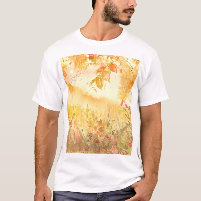 T-shirt Aquarelle Pays Forêt Paysage Art (Devant)