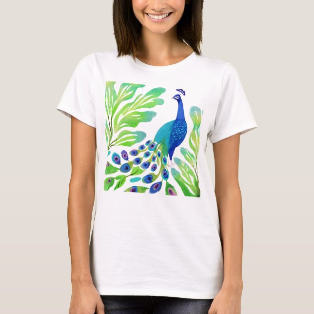 T-shirt Aquarelle Peacock (Devant)