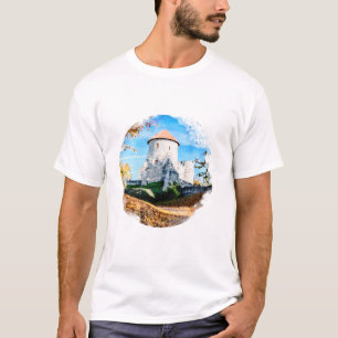 T-shirt Aquarelle peinture du château médiéval en automne