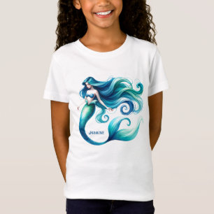 T-Shirt Aquarelle personnalisée Sirène personnalisée fille
