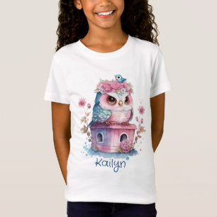 T-Shirt Aquarelle Petit Chouette Rose