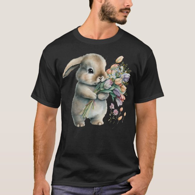 T-shirt Aquarelle Petit Lapin Lapin (Devant)