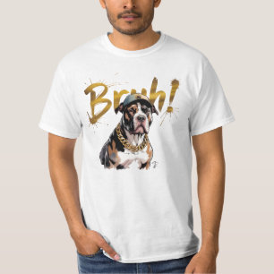 T-shirt Aquarelle Pitbull : BRUH ! Elégant Streetwear