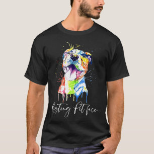 T-shirt Aquarelle Pitbull de la face du point de repos Amo