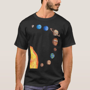 T-shirt Aquarelle Planètes Soleil Terre Mars Jupiter Satur
