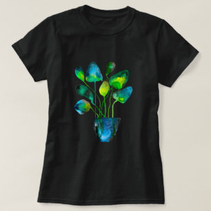 T-shirt Aquarelle plante art vert et bleu abstrait