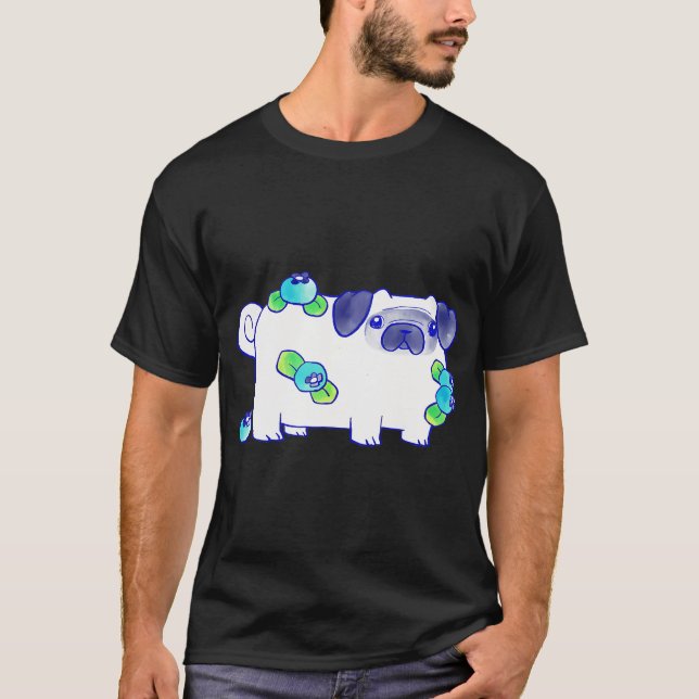 T-shirt Aquarelle Pug Myrtille (Devant)