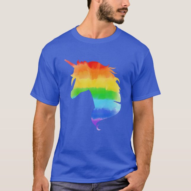 T-shirt Aquarelle Rainbow Unicorn (Devant)