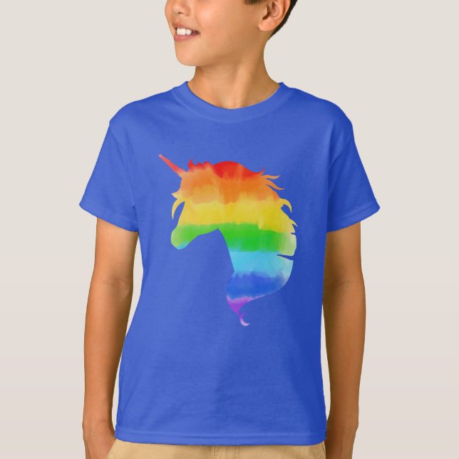 T-shirt Aquarelle Rainbow Unicorn (Devant)