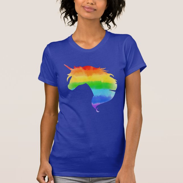 T-shirt Aquarelle Rainbow Unicorn (Devant)