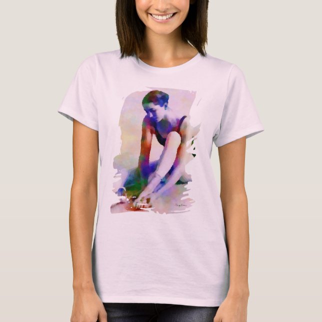 T-shirt Aquarelle rose Ballerina Art contemporain (Devant)