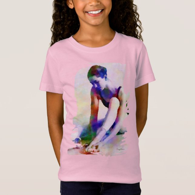 T-Shirt Aquarelle rose Ballerina Art contemporain (Devant)