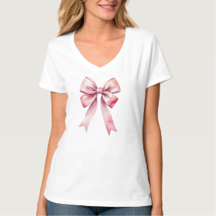 T-shirt Aquarelle rose Bow Coquette Aesthétique Preppy