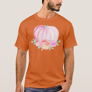 T-shirt Aquarelle rose citrouille avec fleurs