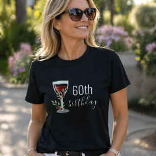 T-shirt Aquarelle Rose de vin rouge 60e anniversaire