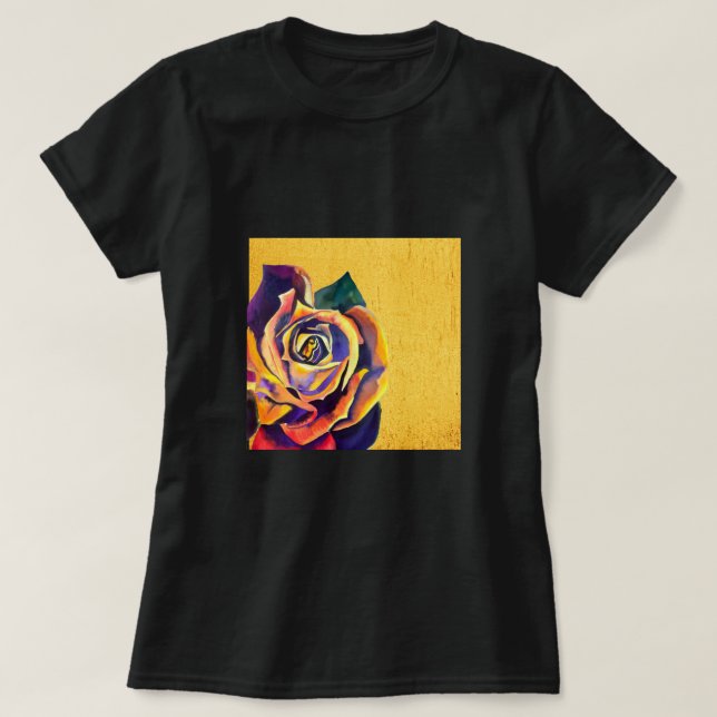 T-shirt Aquarelle Rose dorée (Design devant)