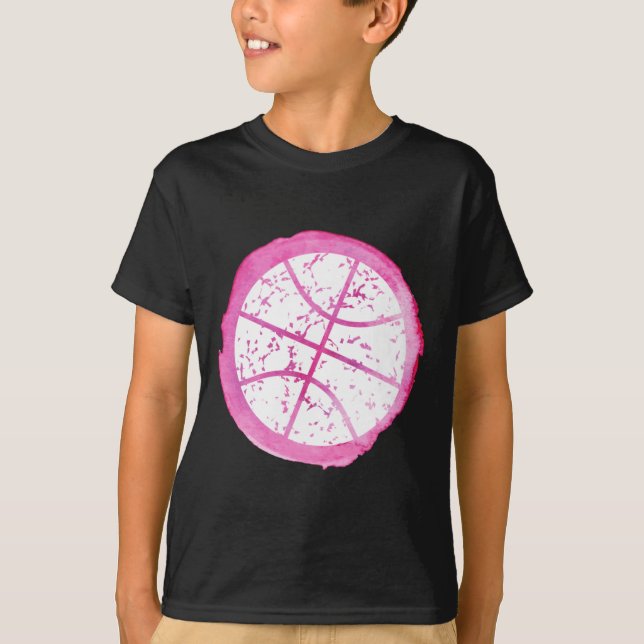 T-shirt Aquarelle rose fille de basket (Devant)