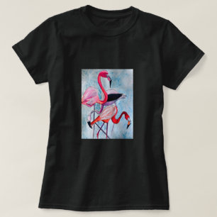 T-shirt Aquarelle rose flamand coloré