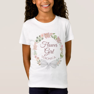 T-Shirt Aquarelle rose Floral Wreath Flower Mariage fille