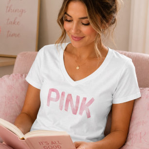 T-shirt Aquarelle Rose Moderne et Amusante sur Fond Blanc