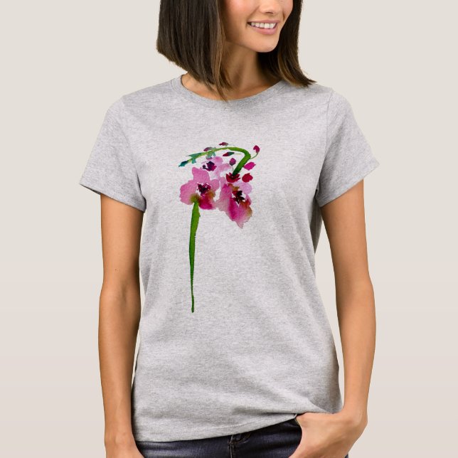 T-shirt Aquarelle rose Verbascum (Devant)
