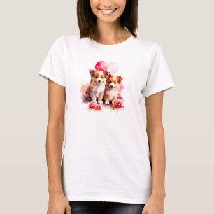 T-shirt Aquarelle Rosy Puppy Love
