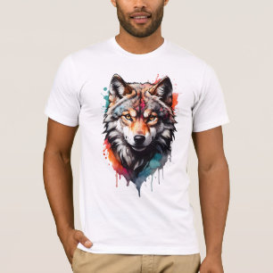 T-shirt Aquarelle sauvage et artistique Splash Art Wolf
