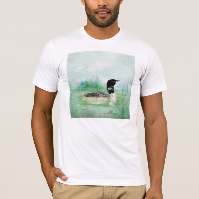 T-shirt Aquarelle Sauvage Oiseau Loin commun art (Devant)