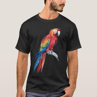 T-shirt Aquarelle Scarlet coloré Macaw Parrot Bird Gir