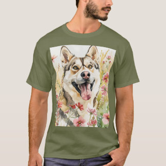T-shirt Aquarelle Sibérienne Husky Dog Wall Art Poster