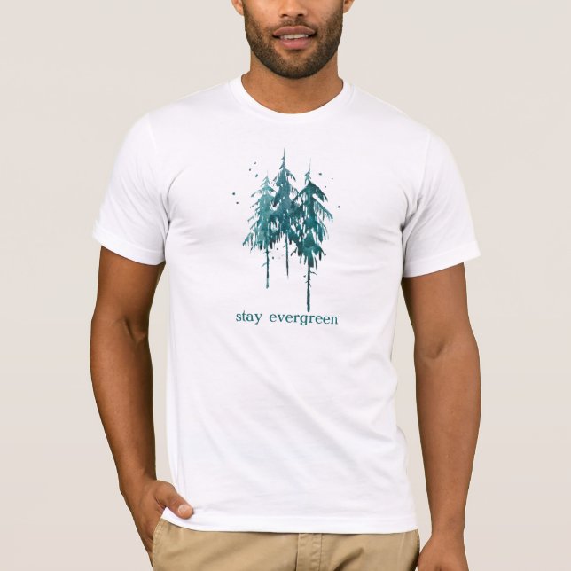 T-shirt Aquarelle simple Pins Restez À feuillage persistan (Devant)
