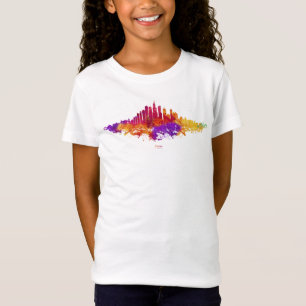 T-Shirt Aquarelle Skyline de Chicago en blanc