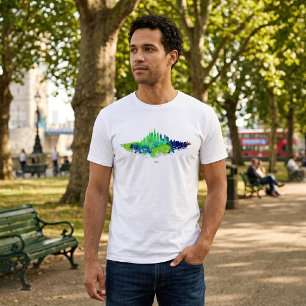 T-shirt Aquarelle Skyline de Chicago en bleu et citron ver