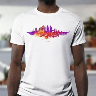 T-shirt Aquarelle Skyline de New York en blanc