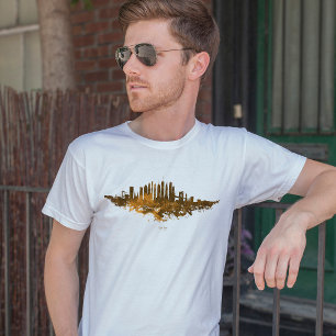 T-shirt Aquarelle Skyline de New York en orange