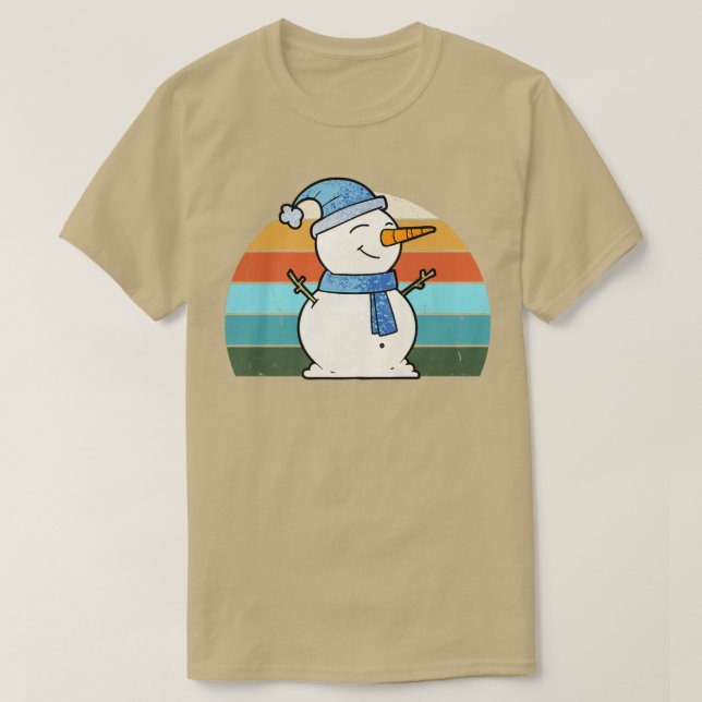T-shirt Aquarelle Snowman Père Noël Feux d'arbre de Noël X (Design devant)