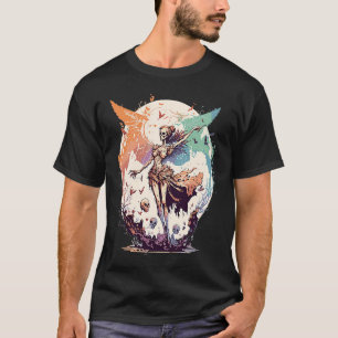 T-shirt Aquarelle Squelette Fée Gothique Fairycore Grunge
