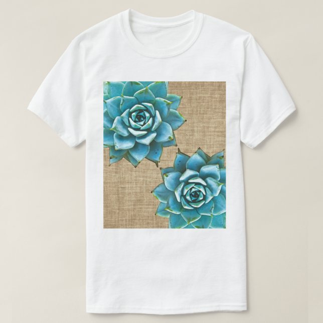 T-shirt Aquarelle succulente sur Burlap Tan (Design devant)