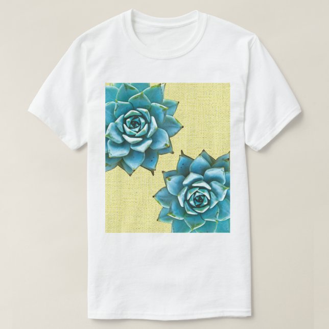 T-shirt Aquarelle Succulente sur Jaune (Design devant)