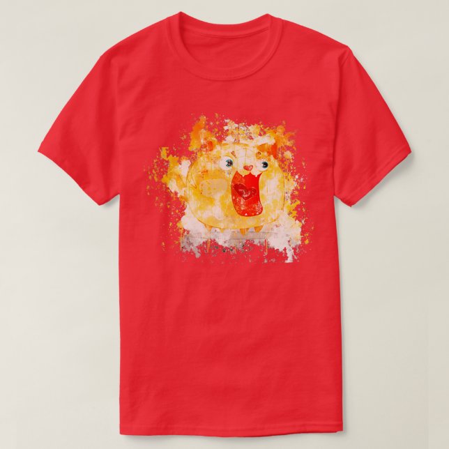 T-shirt Aquarelle surprise du chat roux peinte (Design devant)